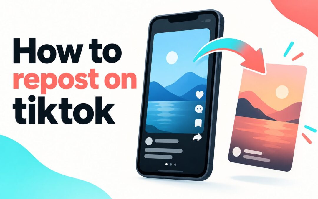 Person tapping the repost button on a TikTok video on a smartphone